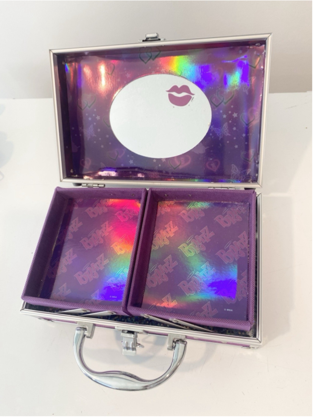 Bratz Townley Girl Makeup Train Case Purple Glitter Vanity Storage Case Only - Picture 3 of 9